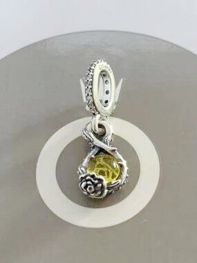 Pandora Disney Belle Infinity & Rose Flower Pendant Dangle Charm